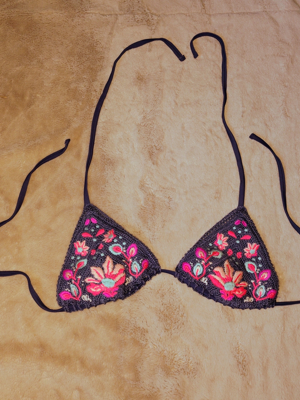 Xhilaration Blue Crochet Triangle Bikini Top
